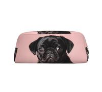 FJWSLCH Cute Black Pug Makeup Bag Travel Cosmetic Bag for Women Men Pencil Case Zipper Toiletry Bag Purse, Gold, One Size