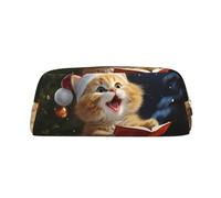 FJWSLCH Cute Cat Sing Christmas Carols Makeup Bag Travel Cosmetic Bag for Women Men Pencil Case Zipper Toiletry Bag Purse, Gold, One Size