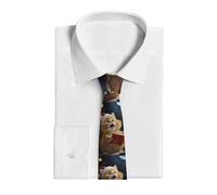 FJWSLCH Cute Cat Sing Christmas Carols Tie for Men Skinny Ties Men's Neckties Silk Fashion Tie Novelty Neck Ties for Business Wedding, Black, One size