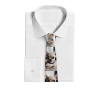 FJWSLCH Cute Chihuahua Tie for Men Skinny Ties Men's Neckties Silk Fashion Tie Novelty Neck Ties for Business Wedding, Black, One size