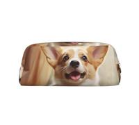 FJWSLCH Cute Corgi Makeup Bag Travel Cosmetic Bag for Women Men Pencil Case Zipper Toiletry Bag Purse, Gold, One Size