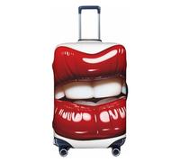 FJWSLCH Cute Graphic Red Lips Luggage Cover for Suitcase TSA Approved Elastic Suitcase Cover Anti-Scratch Travel Luggage Protector Cover Washable Trolley Case Cover Fit 18-32 Inch Luggage, Black, M