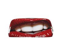 FJWSLCH Cute Graphic Red Lips Makeup Bag Travel Cosmetic Bag for Women Men Pencil Case Zipper Toiletry Bag Purse, Gold, One Size