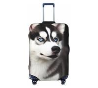 FJWSLCH Cute Husky Dog Luggage Cover for Suitcase TSA Approved Elastic Suitcase Cover Anti-Scratch Travel Luggage Protector Cover Washable Trolley Case Cover Fit 18-32 Inch Luggage, Black, XL