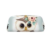 FJWSLCH Cute Owl with Flowers Makeup Bag Travel Cosmetic Bag for Women Men Pencil Case Zipper Toiletry Bag Purse, Gold, One Size