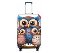 FJWSLCH Cute Owls Luggage Cover for Suitcase TSA Approved Elastic Suitcase Cover Anti-Scratch Travel Luggage Protector Cover Washable Trolley Case Cover Fit 18-32 Inch Luggage, Black, S