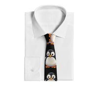 FJWSLCH Cute Penguin Tie for Men Skinny Ties Men's Neckties Silk Fashion Tie Novelty Neck Ties for Business Wedding, Black, One size
