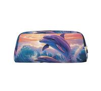 FJWSLCH dolphins art Makeup Bag Travel Cosmetic Bag for Women Men Pencil Case Zipper Toiletry Bag Purse, Silver, One Size