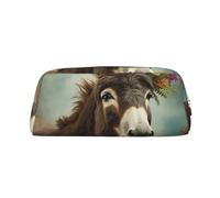 FJWSLCH Donkey Animals Makeup Bag Travel Cosmetic Bag for Women Men Pencil Case Zipper Toiletry Bag Purse, Gold, One Size