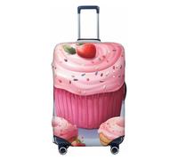 FJWSLCH Donut and Cupcake Luggage Cover for Suitcase TSA Approved Elastic Suitcase Cover Anti-Scratch Travel Luggage Protector Cover Washable Trolley Case Cover Fit 18-32 Inch Luggage, Black, L