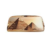 FJWSLCH Egyptian Pyramid in Desert Makeup Bag Travel Cosmetic Bag for Women Men Pencil Case Zipper Toiletry Bag Purse, Gold, One Size
