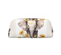 FJWSLCH Elephant and Sunflower Makeup Bag Travel Cosmetic Bag for Women Men Pencil Case Zipper Toiletry Bag Purse, Silver, One Size
