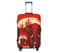 FJWSLCH Elephants Red Luggage Cover for Suitcase TSA Approved Elastic Suitcase Cover Anti-Scratch Travel Luggage Protector Cover Washable Trolley Case Cover Fit 18-32 Inch Luggage, Black, S