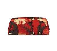 FJWSLCH Elephants Red Makeup Bag Travel Cosmetic Bag for Women Men Pencil Case Zipper Toiletry Bag Purse, Silver, One Size
