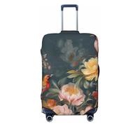 FJWSLCH Flowers Birds Luggage Cover for Suitcase TSA Approved Elastic Suitcase Cover Anti-Scratch Travel Luggage Protector Cover Washable Trolley Case Cover Fit 18-32 Inch Luggage, Black, M