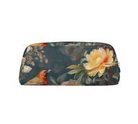 FJWSLCH Flowers Birds Makeup Bag Travel Cosmetic Bag for Women Men Pencil Case Zipper Toiletry Bag Purse, Gold, One Size