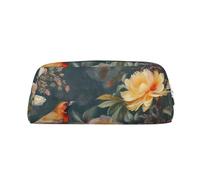 FJWSLCH Flowers Birds Makeup Bag Travel Cosmetic Bag for Women Men Pencil Case Zipper Toiletry Bag Purse, Silver, One Size