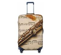 FJWSLCH Flute Music Luggage Cover for Suitcase TSA Approved Elastic Suitcase Cover Anti-Scratch Travel Luggage Protector Cover Washable Trolley Case Cover Fit 18-32 Inch Luggage, Black, S