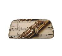 FJWSLCH Flute Music Makeup Bag Travel Cosmetic Bag for Women Men Pencil Case Zipper Toiletry Bag Purse, Gold, One Size