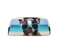 FJWSLCH french bulldog summer Makeup Bag Travel Cosmetic Bag for Women Men Pencil Case Zipper Toiletry Bag Purse, Silver, One Size