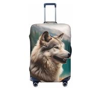 FJWSLCH Fun Animal Wolf Luggage Cover for Suitcase TSA Approved Elastic Suitcase Cover Anti-Scratch Travel Luggage Protector Cover Washable Trolley Case Cover Fit 18-32 Inch Luggage, Black, S