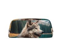 FJWSLCH Fun Animal Wolf Makeup Bag Travel Cosmetic Bag for Women Men Pencil Case Zipper Toiletry Bag Purse, Gold, One Size