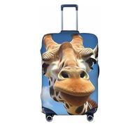FJWSLCH Funny Giraffe Luggage Cover for Suitcase TSA Approved Elastic Suitcase Cover Anti-Scratch Travel Luggage Protector Cover Washable Trolley Case Cover Fit 18-32 Inch Luggage, Black, M