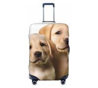 FJWSLCH Funny Labrador Puppy Dog Luggage Cover for Suitcase TSA Approved Elastic Suitcase Cover Anti-Scratch Travel Luggage Protector Cover Washable Trolley Case Cover Fit 18-32 Inch Luggage, Black,