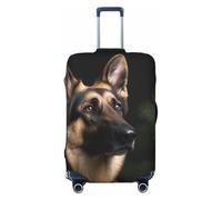 FJWSLCH German Shepherd Luggage Cover for Suitcase TSA Approved Elastic Suitcase Cover Anti-Scratch Travel Luggage Protector Cover Washable Trolley Case Cover Fit 18-32 Inch Luggage, Black, L
