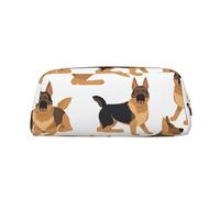 FJWSLCH German shepherd Makeup Bag Travel Cosmetic Bag for Women Men Pencil Case Zipper Toiletry Bag Purse, Gold, One Size