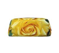 FJWSLCH Graceful Yellow Rose Flower Makeup Bag Travel Cosmetic Bag for Women Men Pencil Case Zipper Toiletry Bag Purse, Gold, One Size