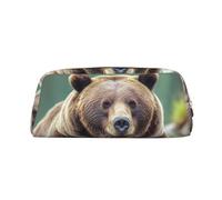 FJWSLCH Grizzly bear Makeup Bag Travel Cosmetic Bag for Women Men Pencil Case Zipper Toiletry Bag Purse, Gold, One Size