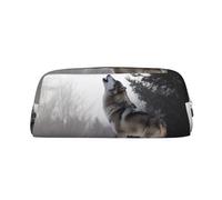 FJWSLCH howling wolf Makeup Bag Travel Cosmetic Bag for Women Men Pencil Case Zipper Toiletry Bag Purse, Gold, One Size
