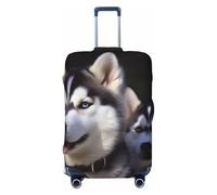 FJWSLCH Husky Dog Luggage Cover for Suitcase TSA Approved Elastic Suitcase Cover Anti-Scratch Travel Luggage Protector Cover Washable Trolley Case Cover Fit 18-32 Inch Luggage, Black, S