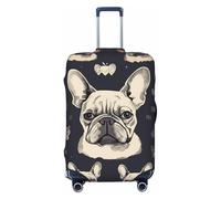 FJWSLCH I Love French Bulldog Luggage Cover for Suitcase TSA Approved Elastic Suitcase Cover Anti-Scratch Travel Luggage Protector Cover Washable Trolley Case Cover Fit 18-32 Inch Luggage, Black, XL