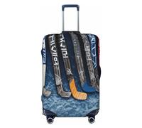 FJWSLCH Ice Hockey Sticks Luggage Cover for Suitcase TSA Approved Elastic Suitcase Cover Anti-Scratch Travel Luggage Protector Cover Washable Trolley Case Cover Fit 18-32 Inch Luggage, Black, S
