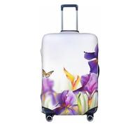 FJWSLCH Iris Flower Butterfly Luggage Cover for Suitcase TSA Approved Elastic Suitcase Cover Anti-Scratch Travel Luggage Protector Cover Washable Trolley Case Cover Fit 18-32 Inch Luggage, Black, XL
