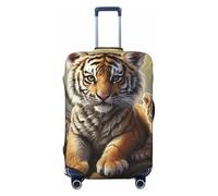 FJWSLCH Jungle Tigers Cub Luggage Cover for Suitcase TSA Approved Elastic Suitcase Cover Anti-Scratch Travel Luggage Protector Cover Washable Trolley Case Cover Fit 18-32 Inch Luggage, Black, L