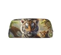 FJWSLCH Jungle Tigers Cub Makeup Bag Travel Cosmetic Bag for Women Men Pencil Case Zipper Toiletry Bag Purse, Silver, One Size