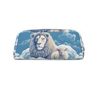 FJWSLCH Lamb with A Lion On The Clouds Makeup Bag Travel Cosmetic Bag for Women Men Pencil Case Zipper Toiletry Bag Purse, Silver, One Size