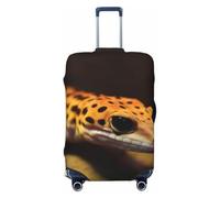 FJWSLCH Leopard Little Gecko Luggage Cover for Suitcase TSA Approved Elastic Suitcase Cover Anti-Scratch Travel Luggage Protector Cover Washable Trolley Case Cover Fit 18-32 Inch Luggage, Black, S