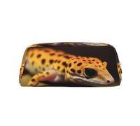 FJWSLCH Leopard Little Gecko Makeup Bag Travel Cosmetic Bag for Women Men Pencil Case Zipper Toiletry Bag Purse, Gold, One Size