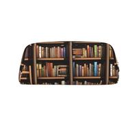 FJWSLCH Library Bookshelf Makeup Bag Travel Cosmetic Bag for Women Men Pencil Case Zipper Toiletry Bag Purse, Gold, One Size