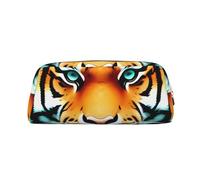 FJWSLCH Little Fat Tiger Head Makeup Bag Travel Cosmetic Bag for Women Men Pencil Case Zipper Toiletry Bag Purse, Gold, One Size