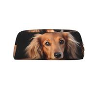FJWSLCH Long haired Dachshund Makeup Bag Travel Cosmetic Bag for Women Men Pencil Case Zipper Toiletry Bag Purse, Gold, One Size