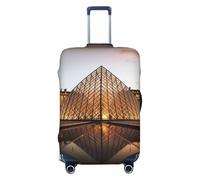 FJWSLCH Louvre Museum in Paris Luggage Cover for Suitcase TSA Approved Elastic Suitcase Cover Anti-Scratch Travel Luggage Protector Cover Washable Trolley Case Cover Fit 18-32 Inch Luggage, Black, L