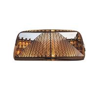 FJWSLCH Louvre Museum in Paris Makeup Bag Travel Cosmetic Bag for Women Men Pencil Case Zipper Toiletry Bag Purse, Gold, One Size