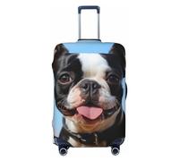 FJWSLCH Lovely Boston Terrier Luggage Cover for Suitcase TSA Approved Elastic Suitcase Cover Anti-Scratch Travel Luggage Protector Cover Washable Trolley Case Cover Fit 18-32 Inch Luggage, Black, L