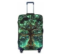 FJWSLCH Magical Green Tree Luggage Cover for Suitcase TSA Approved Elastic Suitcase Cover Anti-Scratch Travel Luggage Protector Cover Washable Trolley Case Cover Fit 18-32 Inch Luggage, Black, S