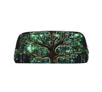 FJWSLCH Magical Green Tree Makeup Bag Travel Cosmetic Bag for Women Men Pencil Case Zipper Toiletry Bag Purse, Gold, One Size
